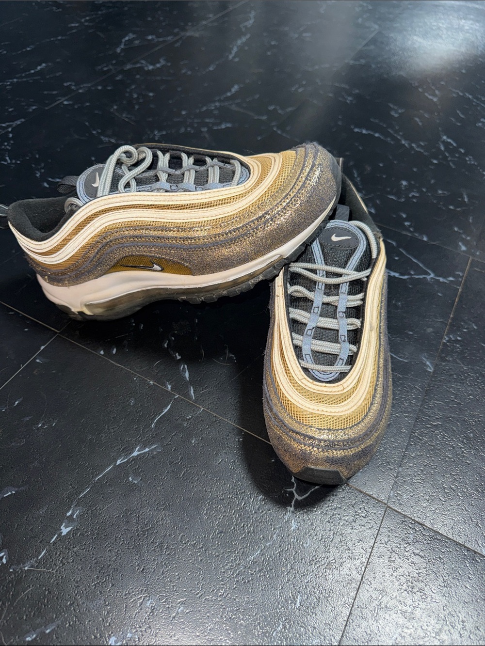 Nike Air Max 97 in Metallic Gold, Grey and Cream